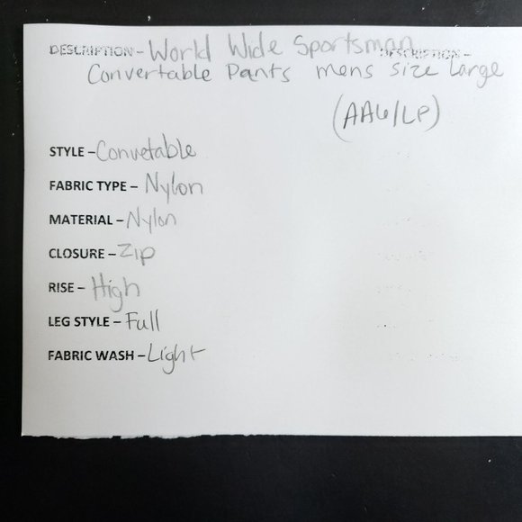 World Wide Sportsman Convertible Pants Men's Sz Large - Picture 7 of 7